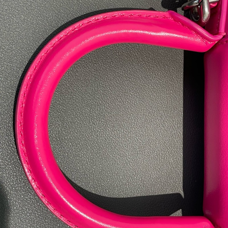 BALENCIAGA/巴黎世家 Hourglass沙漏包 XS號 玫紅色銀扣 斜背包肩背包-14