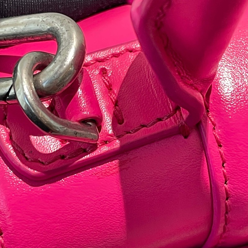 BALENCIAGA/巴黎世家 Hourglass沙漏包 XS號 玫紅色銀扣 斜背包肩背包-18