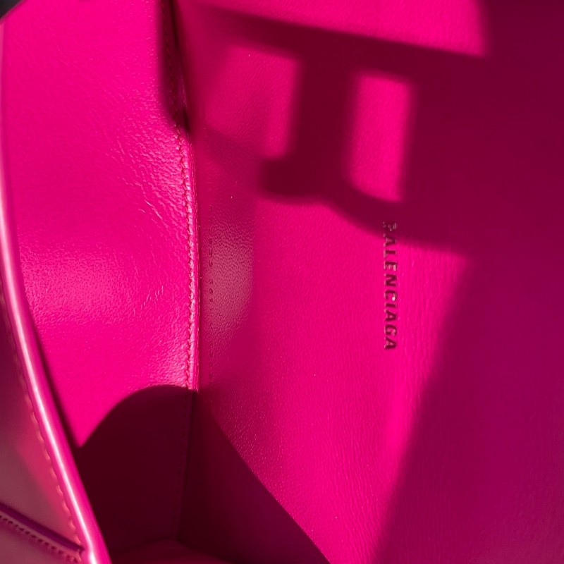 BALENCIAGA/巴黎世家 Hourglass沙漏包 XS號 玫紅色銀扣 斜背包肩背包-19