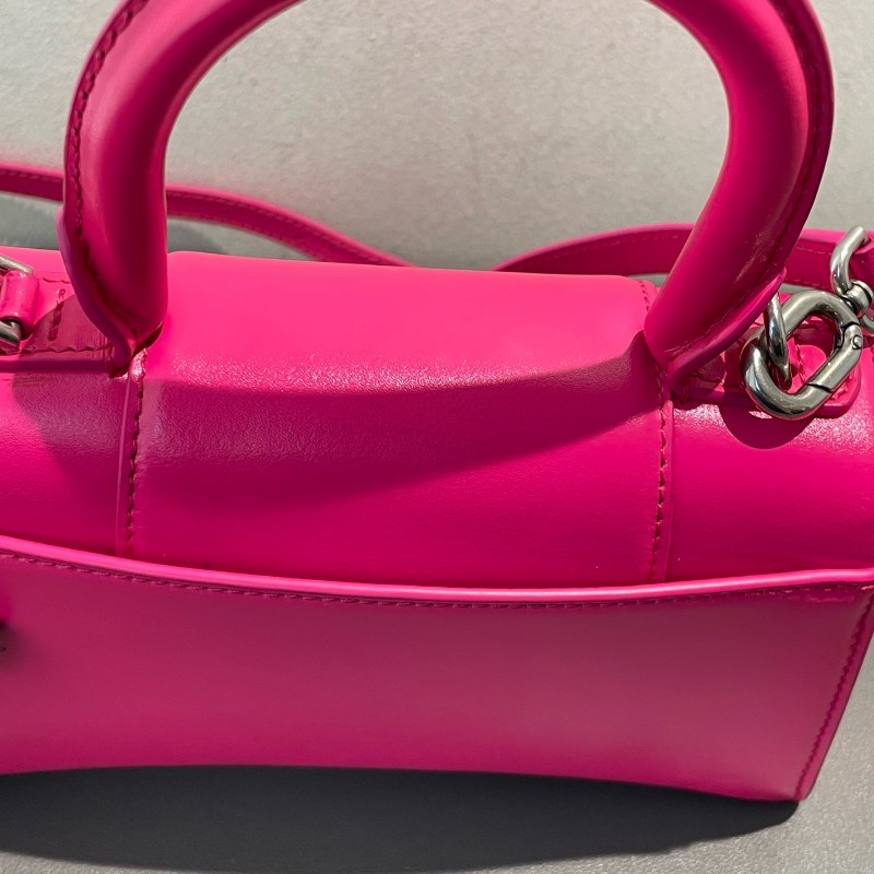 BALENCIAGA/巴黎世家 Hourglass沙漏包 XS號 玫紅色銀扣 斜背包肩背包-26