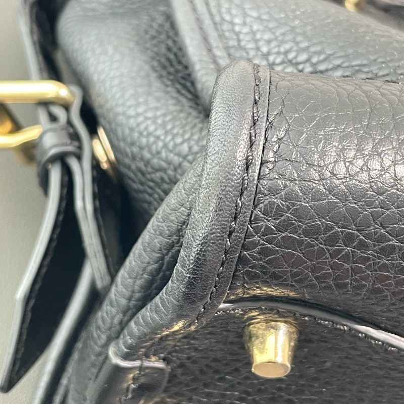 特價 Burberry 全皮黑色 tote郵差包 少肩帶 手提包-9