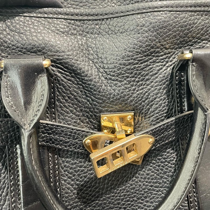 特價 Burberry 全皮黑色 tote郵差包 少肩帶 手提包-15