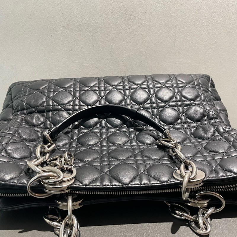 Dior Lady戴妃7格黑銀tote托特包 手提包-5