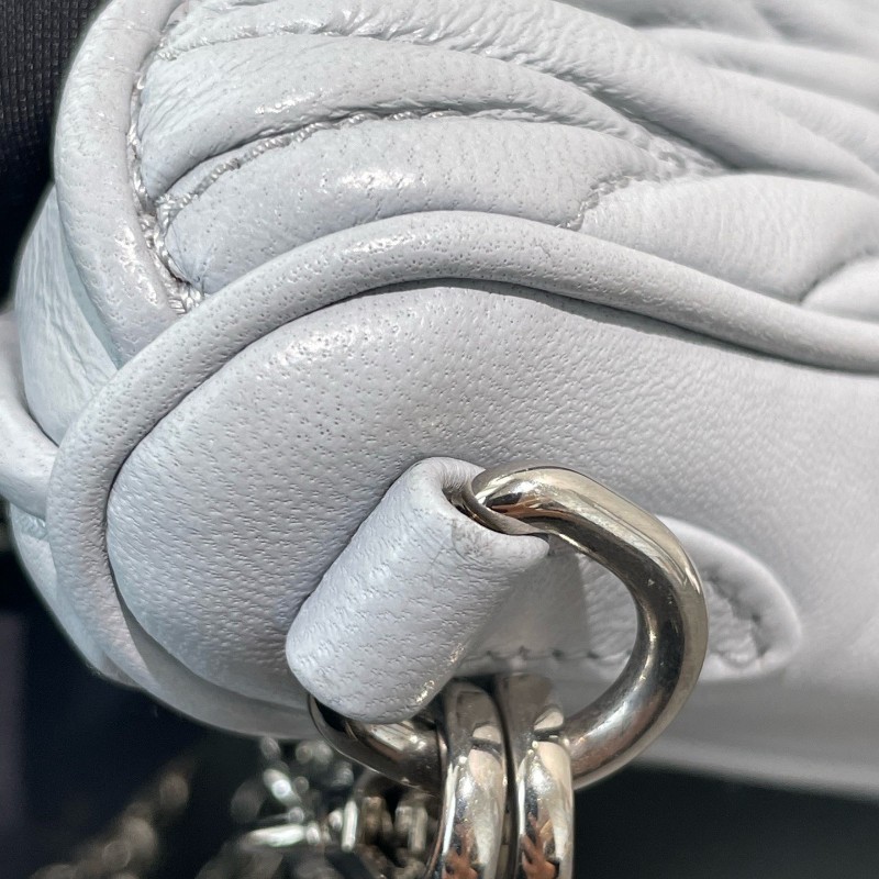 Miumiu Matelassé褶皺可拆卸鏈條拉鍊羊皮 斜挎包單肩包-6