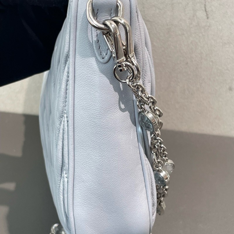 Miumiu Matelassé褶皺可拆卸鏈條拉鍊羊皮 斜挎包單肩包-8