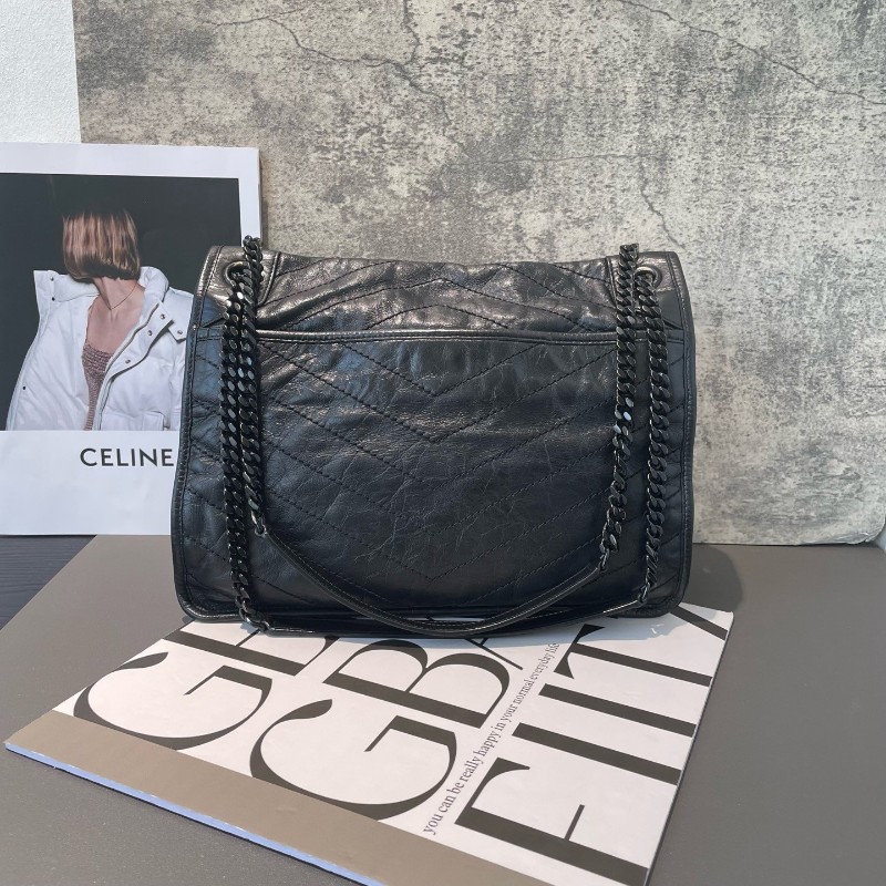 YSL聖羅蘭 niki單肩斜挎包 黑色大號 新款有D扣 肩背包斜背包-2