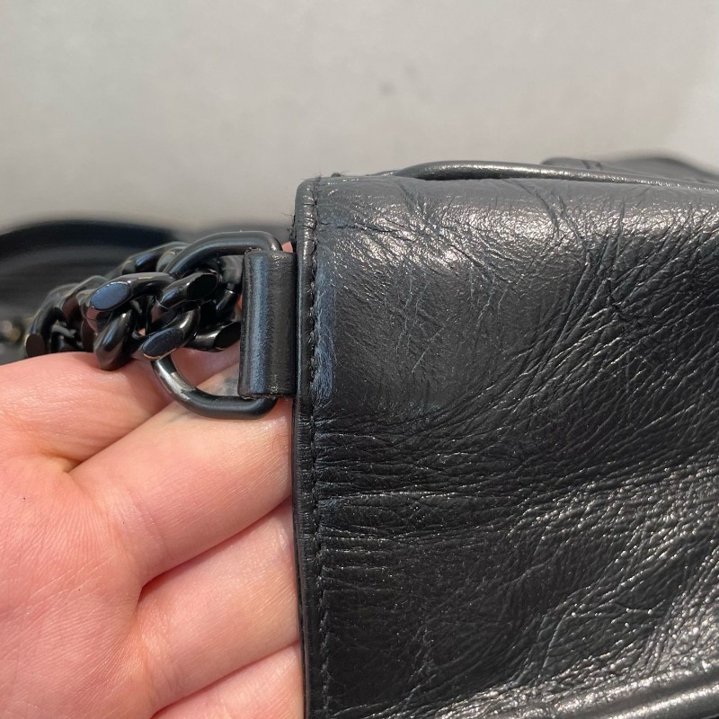 YSL聖羅蘭 niki單肩斜挎包 黑色大號 新款有D扣 肩背包斜背包-10