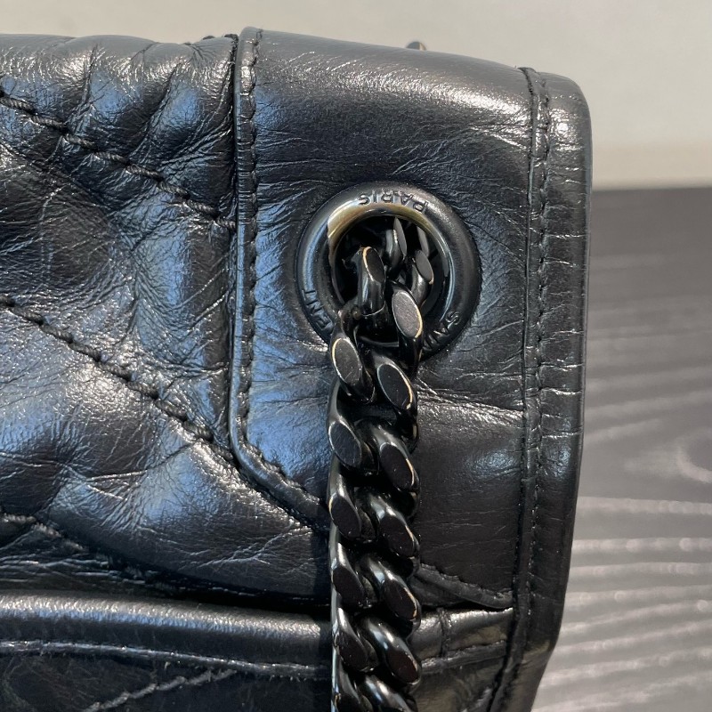 YSL聖羅蘭 niki單肩斜挎包 黑色大號 新款有D扣 肩背包斜背包-21