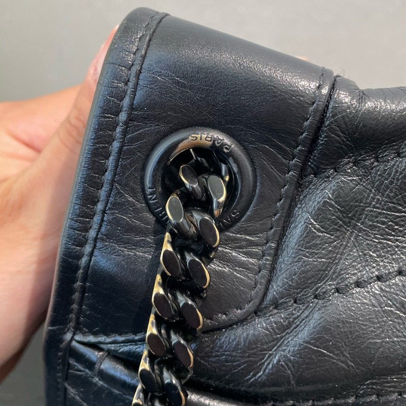 YSL聖羅蘭 niki單肩斜挎包 黑色大號 新款有D扣 肩背包斜背包-22