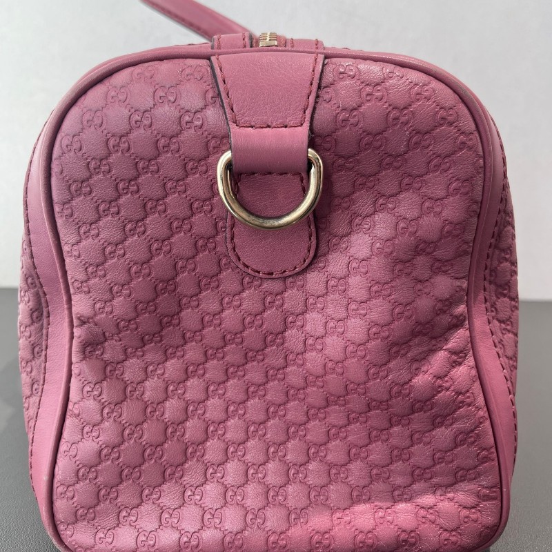Gucci全皮印花粉紅色 雙G波士頓手提包 肩背包斜背包-4