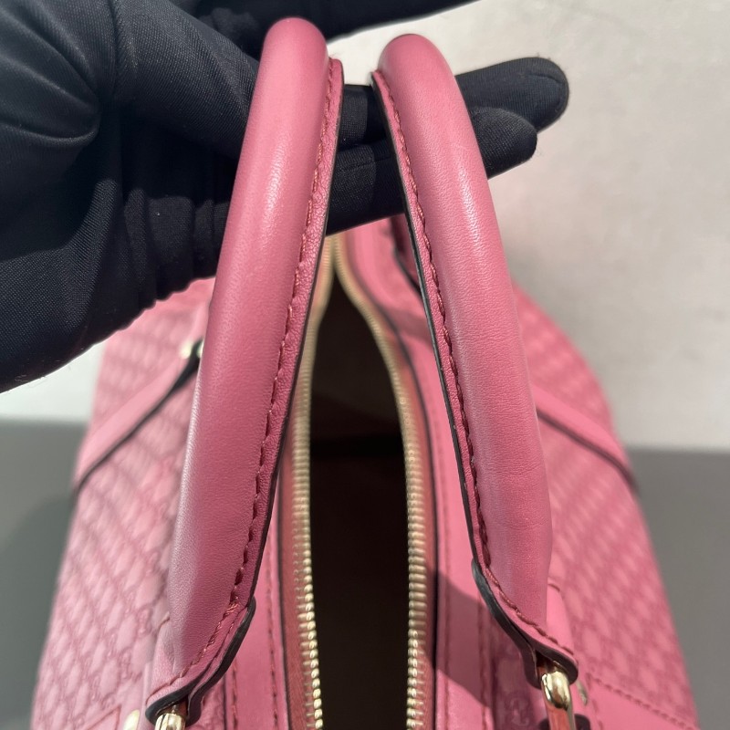 Gucci全皮印花粉紅色 雙G波士頓手提包 肩背包斜背包-23