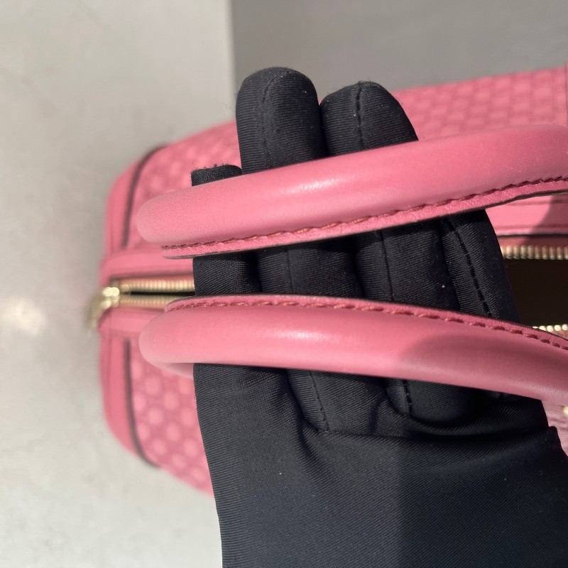 Gucci全皮印花粉紅色 雙G波士頓手提包 肩背包斜背包-24