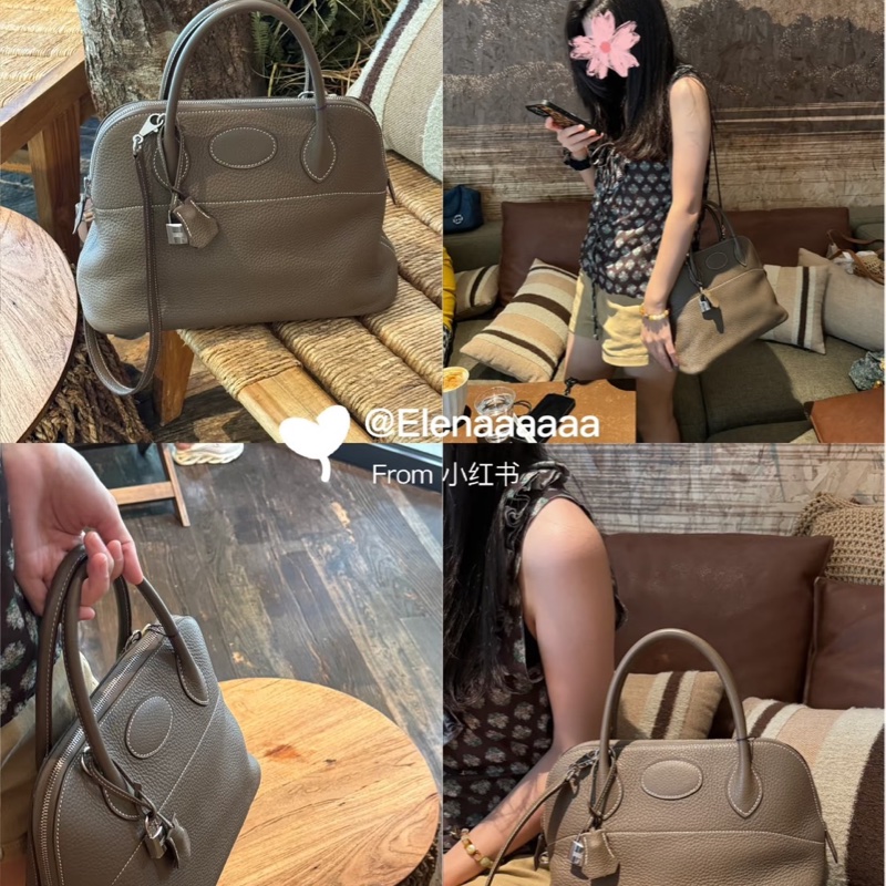 愛馬仕～Hermes Bolide 31大象灰金 D刻 TC皮-5