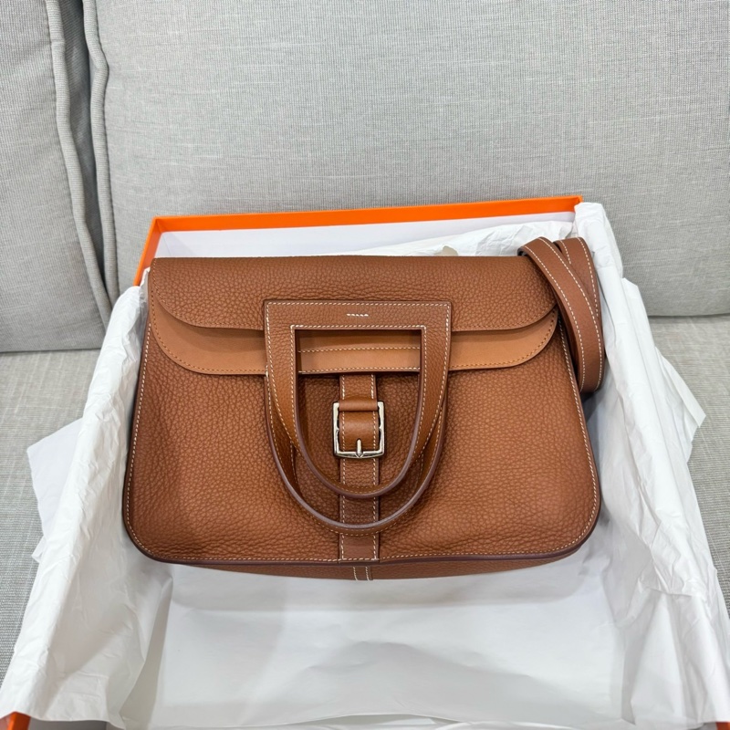 愛馬仕~Hermes halzan31 金棕色銀釦Y刻TC皮-0