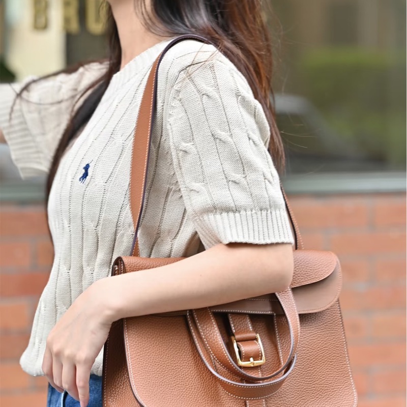 愛馬仕~Hermes halzan31 金棕色銀釦Y刻TC皮-1