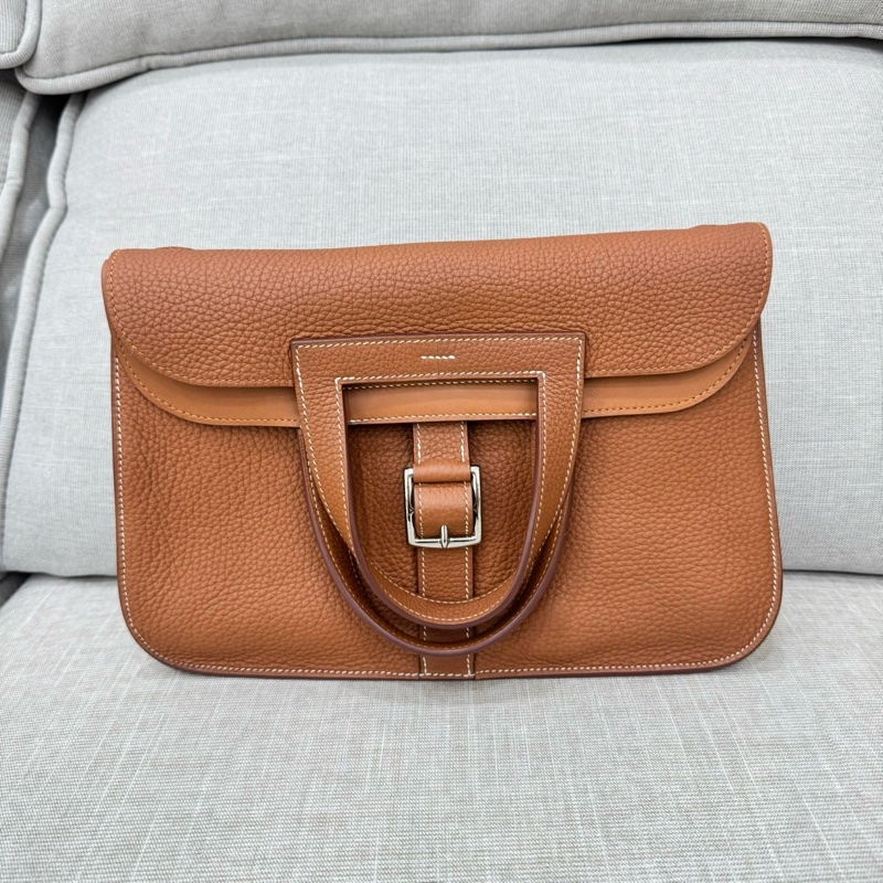 愛馬仕~Hermes halzan31 金棕色銀釦Y刻TC皮-5