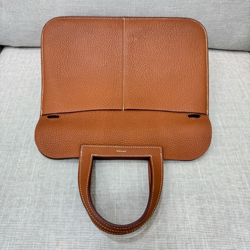愛馬仕~Hermes halzan31 金棕色銀釦Y刻TC皮-16