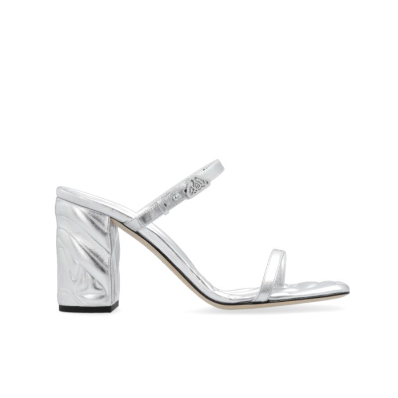 ✨快閃特價✨Alexander McQueen 銀色露趾9公分高跟涼拖鞋 EU37/37.5/40/41-6