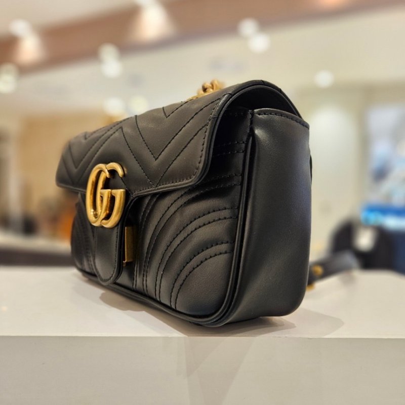 🎉新品好折扣✨Gucci 443497 GG Marmont 小款 26公分衍縫包 黑色-3