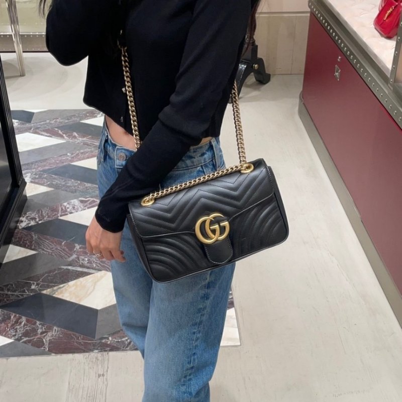 🎉新品好折扣✨Gucci 443497 GG Marmont 小款 26公分衍縫包 黑色-12