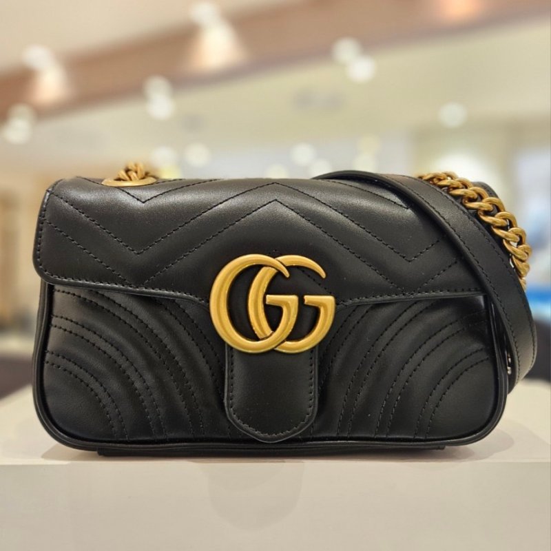 🎉新品好折扣✨Gucci 443497 GG Marmont 小款 26公分衍縫包 黑色-18