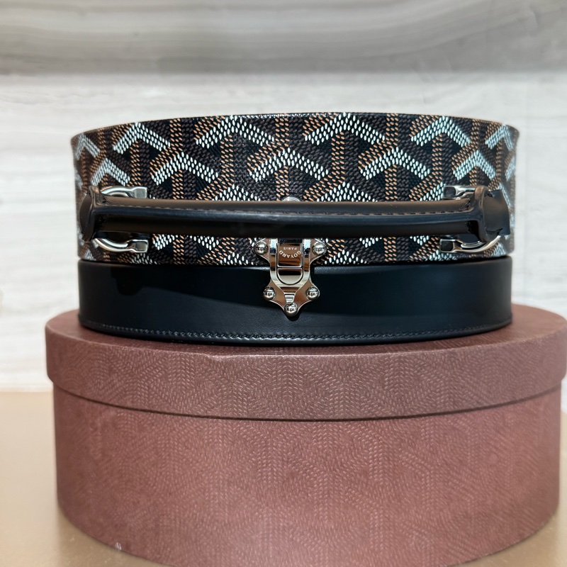 GOYARD ALTO HATBOX TRUNK 黑色圖騰手工繪料斜背手提圓餅包-6