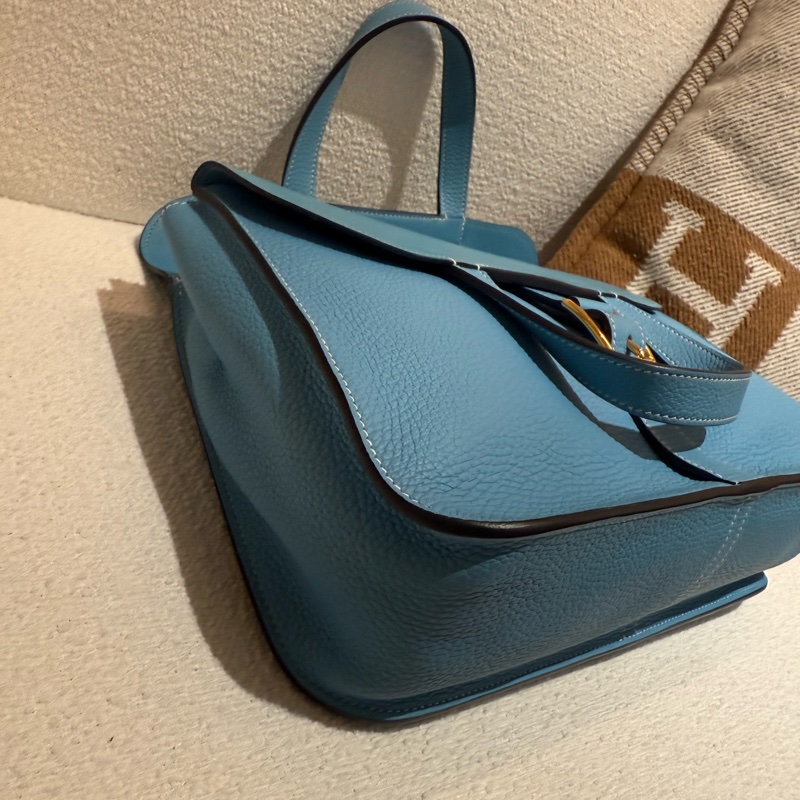 HERMES HALEAN 31cm P3愛馬仕北方藍金釦五用斜背手提肩背包-7