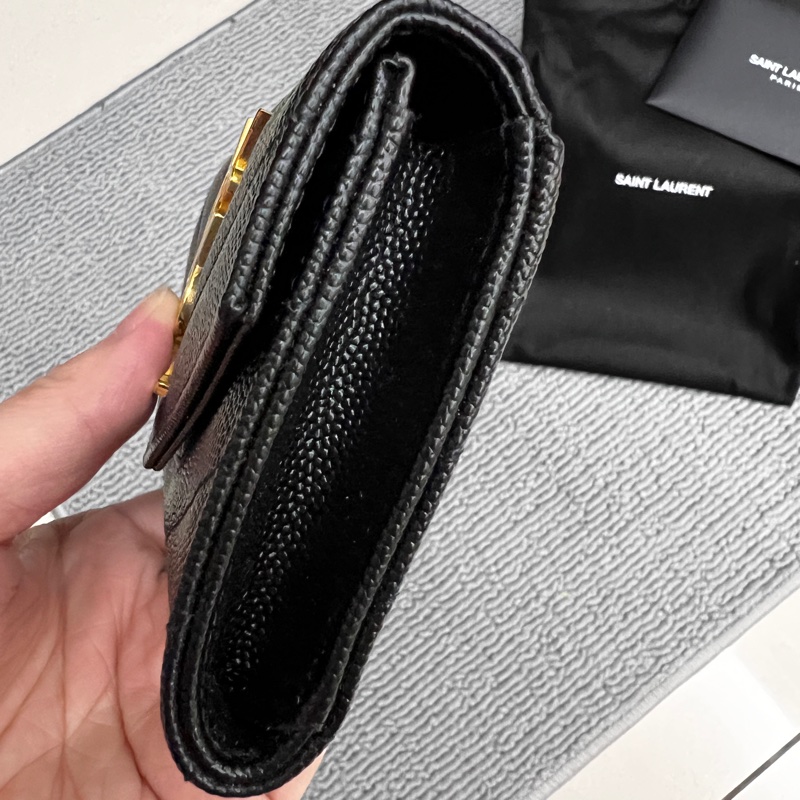SAINT LAURENT錢包 粒面壓紋皮革小型信封錢包-6