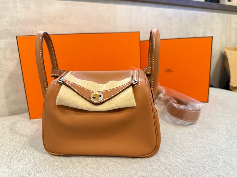 *全新* Hermes Mini Lindy 金棕配 金+銀扣-0