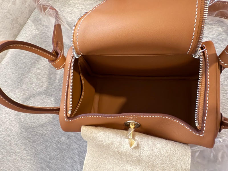 *全新* Hermes Mini Lindy 金棕配 金+銀扣-8