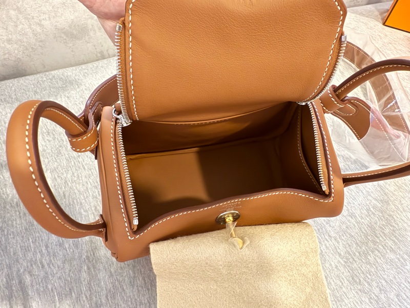 *全新* Hermes Mini Lindy 金棕配 金+銀扣-9