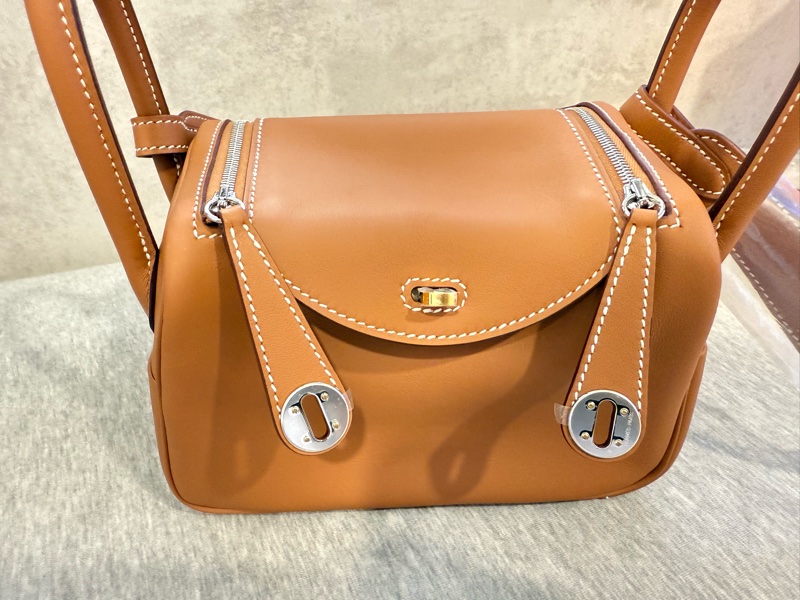 *全新* Hermes Mini Lindy 金棕配 金+銀扣-10