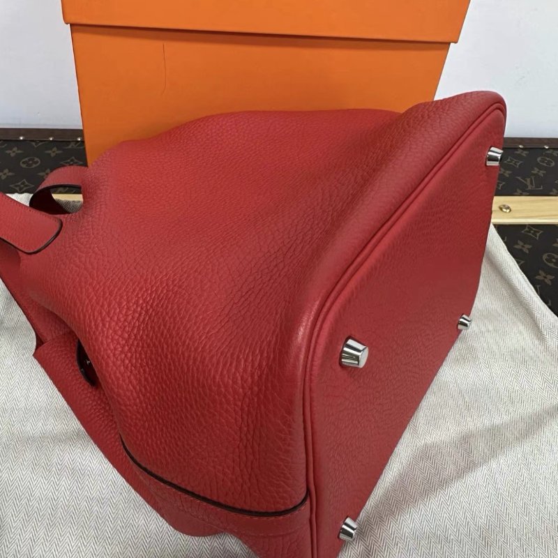 HERMES Picotin Lock番茄紅S3菜籃子22手提包 22*21*17 98新配件盒子塵袋鑰匙鎖購證-2