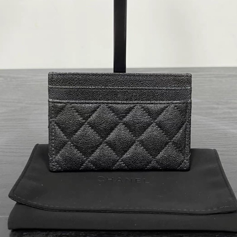 CHANEL 黑銀leboy荔枝紋錢包卡包 11*7.5*0.5 98新配件塵袋-5