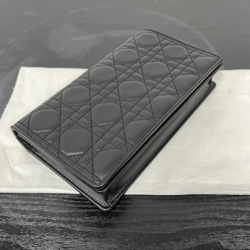 DIOR 黑金woc藤格紋鏈條子母手拿肩背斜背包 21.5*12*3 全新閒置配件塵袋-3