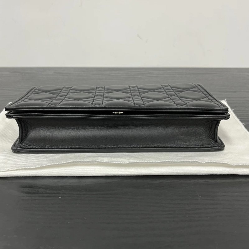 DIOR 黑金woc藤格紋鏈條子母手拿肩背斜背包 21.5*12*3 全新閒置配件塵袋-4