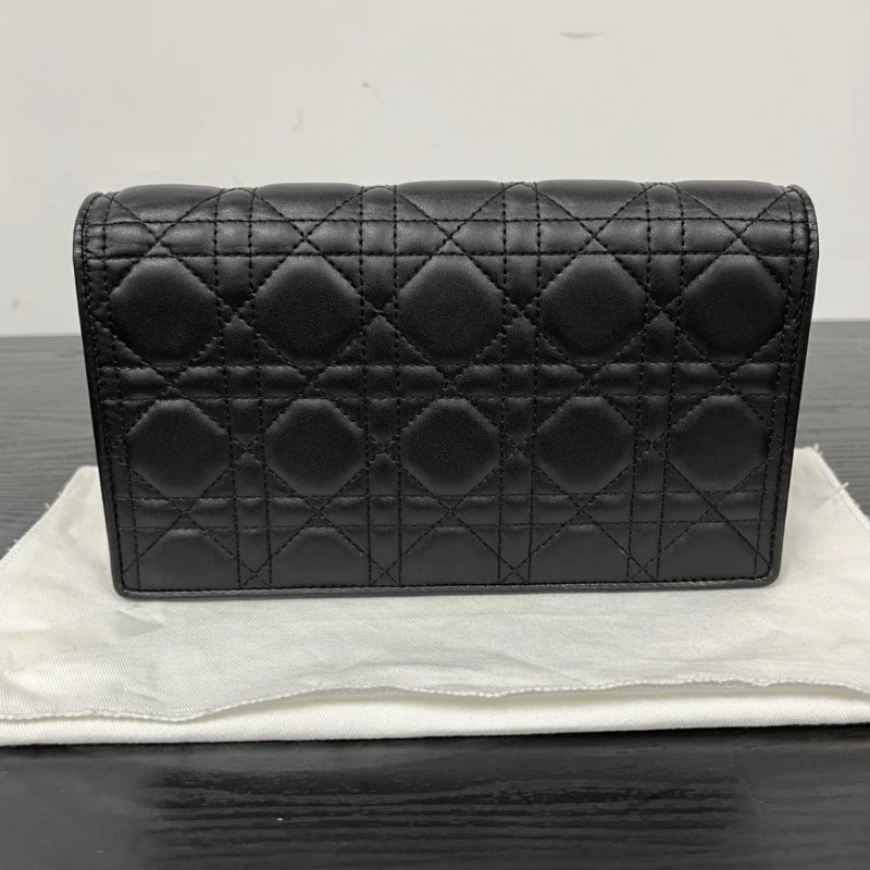 DIOR 黑金woc藤格紋鏈條子母手拿肩背斜背包 21.5*12*3 全新閒置配件塵袋-5