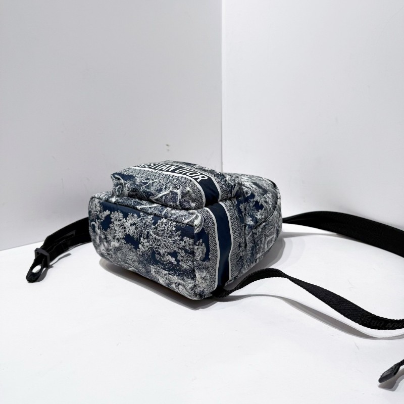 迪奧 /DIOR叢林系列 travel 動物園雙肩包書包 小號 後背包藍色百搭時尚自重輕-6