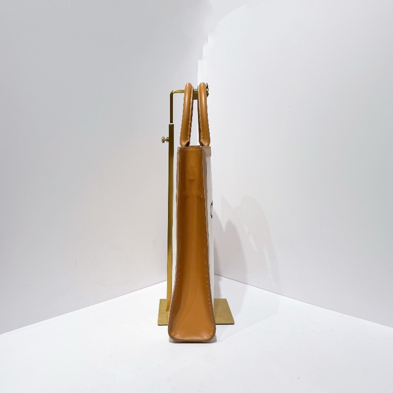 Celine 琴譜托特tote 中號帆布拼皮拼色焦糖色 肩背包手提包單肩包斜挎包-2