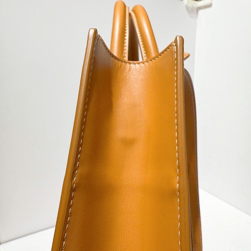 Celine 琴譜托特tote 中號帆布拼皮拼色焦糖色 肩背包手提包單肩包斜挎包-10