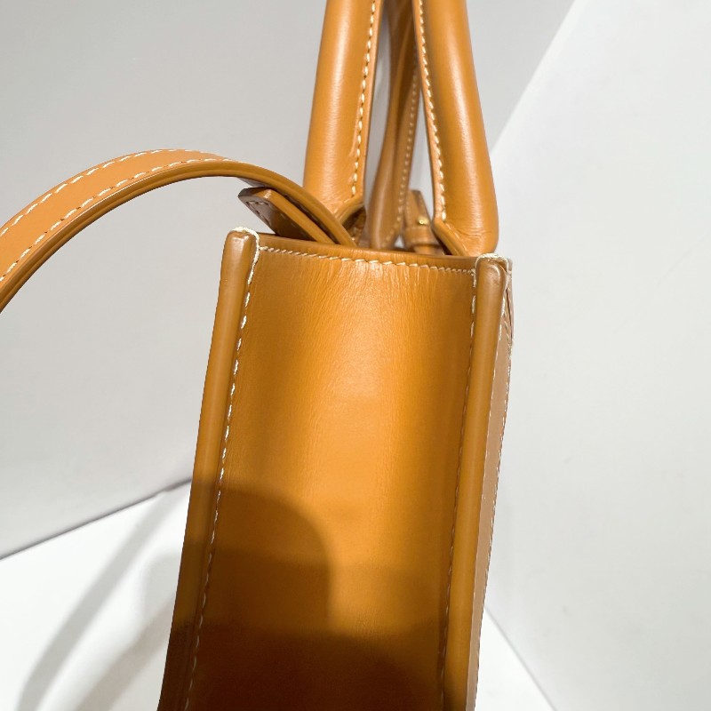 Celine 琴譜托特tote 中號帆布拼皮拼色焦糖色 肩背包手提包單肩包斜挎包-11