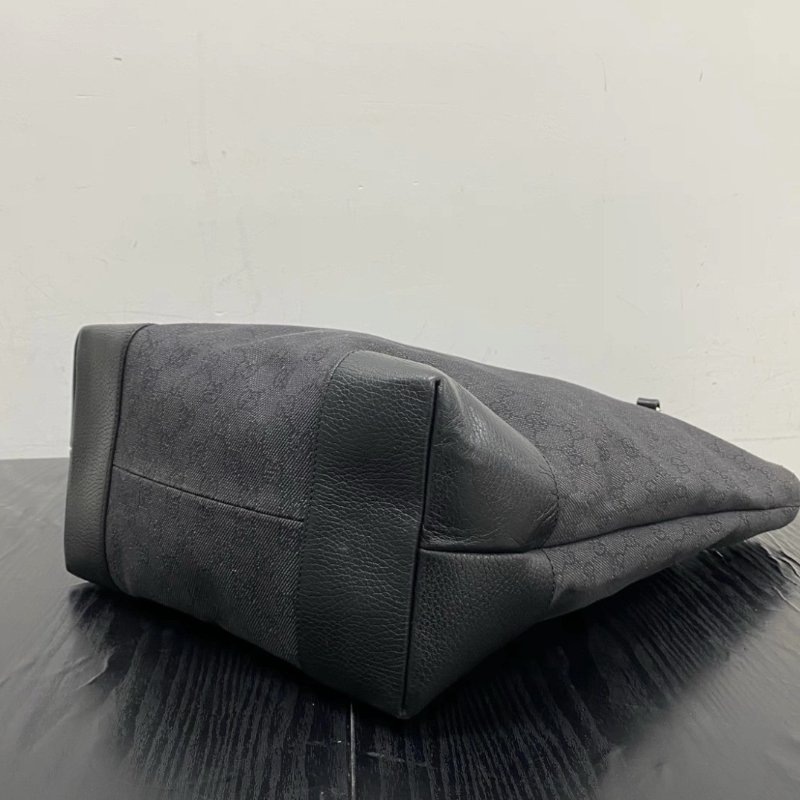 GUCCI 黑色金扣帆布手提肩背腋下包 40*38*16 98新-2