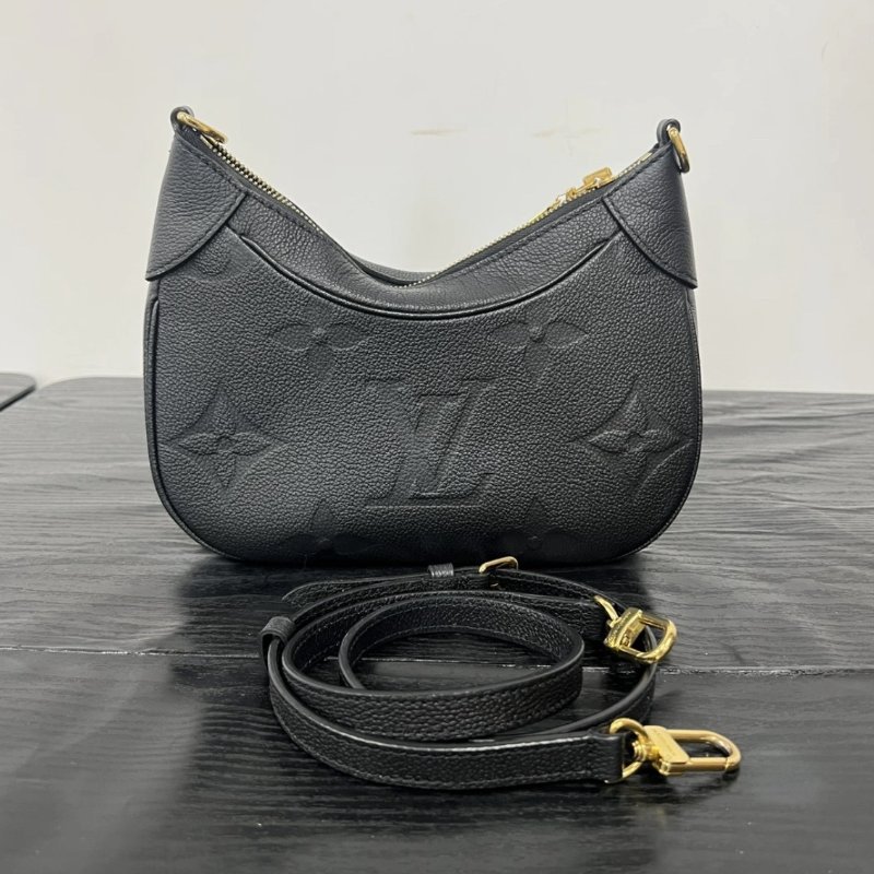 LV Bagatelle全皮壓花肩背斜背牛角包 芯片款 24*18*7 98新配件塵袋-0