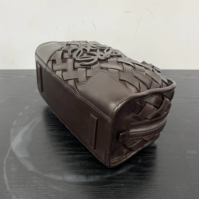 LOEWE Amazona巧克力牛皮限量編織手提包 29*15*13 98新配件塵袋-2