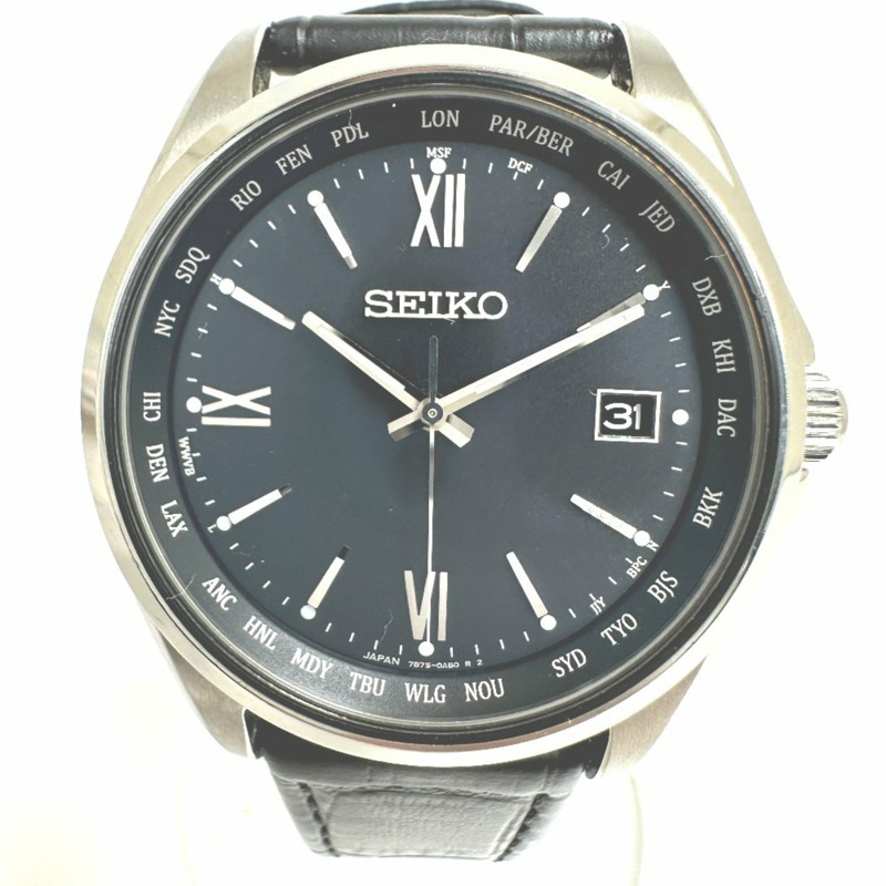 SEIKO 7B75-0AB0 Seiko Selection 太陽能模擬手錶,男士,不鏽鋼,銀色-1