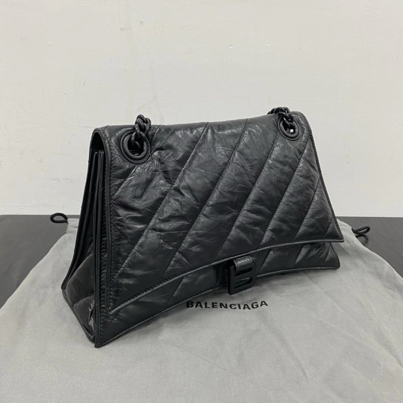 BALENCIAGA Crush沙漏So Black肩背斜背包 31.5*19.5*10.5 98新配件塵袋-1