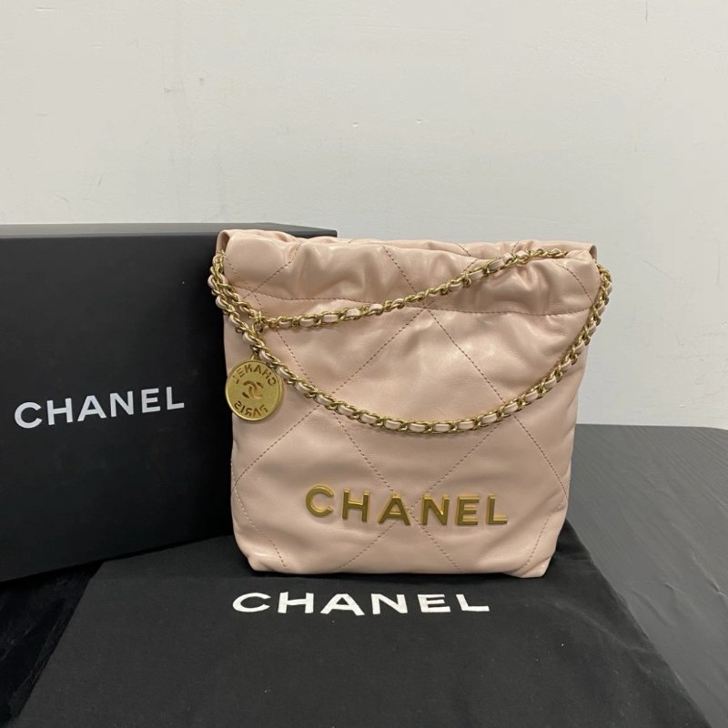 CHANEL 粉金22bag mini 垃圾袋 20*19*6 98新配件盒子塵袋-0