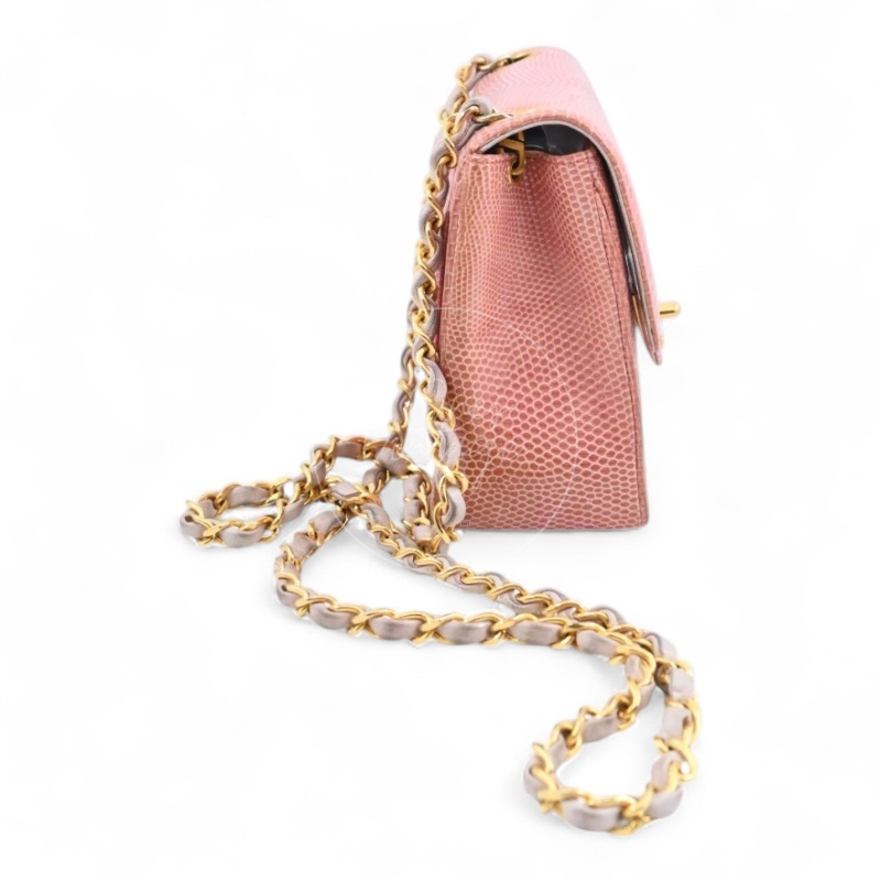 [Pre-owned] Chanel Mini Square Single Chain Single Flap Series 1 Lizard Bag-4