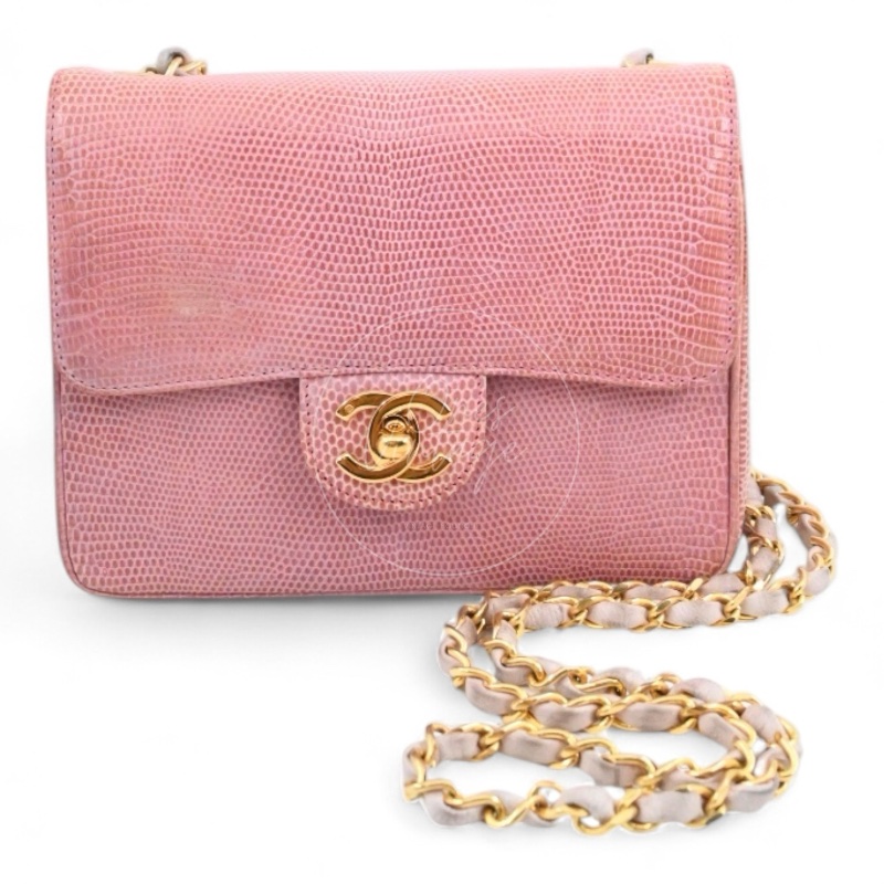 [Pre-owned] Chanel Mini Square Single Chain Single Flap Series 1 Lizard Bag-19