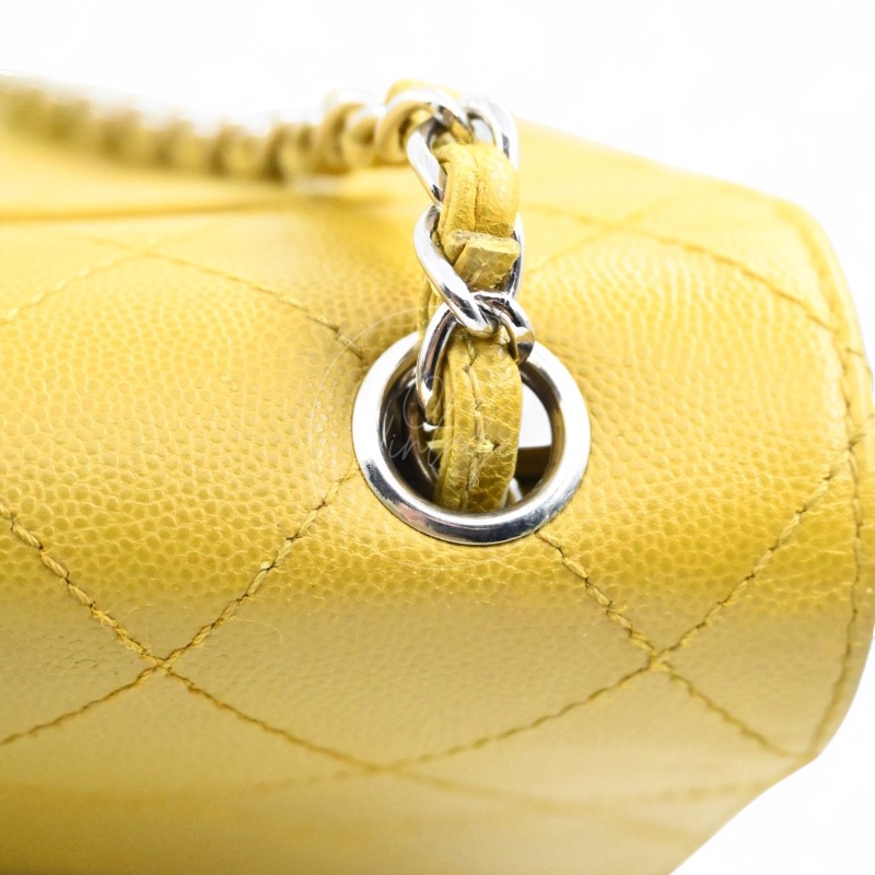 [Pre-owned] Chanel Lime Caviar Classic Jumbo Single Flap Bag-18
